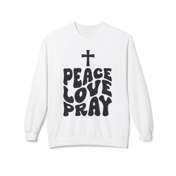 Faith Culture - Peace Love Pray Christian Sweatshirt | Inspiring Faith and Everyday Comfort White