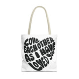 Faith Culture - Serve One Another in Love Christian Tote Bag - Galatians 5:13 Bible Verse 18" × 18'' Beige