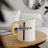 Faith Culture - Grace at the Cross - Christian Accent Coffee Mug, 11oz Yellow 11oz