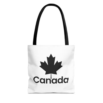 Faith Culture – Canada Maple Leaf Tote Bag | Bold Black & White Canadian Carryall 13" × 13'' Black