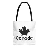 Faith Culture – Canada Maple Leaf Tote Bag | Bold Black & White Canadian Carryall 13" × 13'' Black