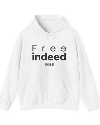 Free Indeed Abstract Christian Hoodie | John 8:36 Bible Verse Apparel White