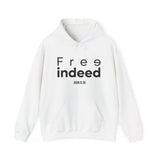Free Indeed Abstract Christian Hoodie | John 8:36 Bible Verse Apparel White
