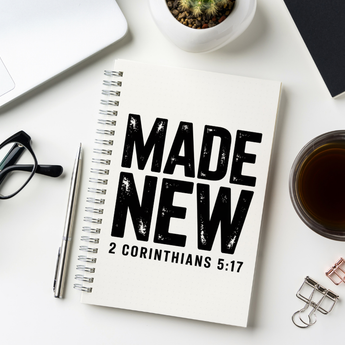 Faith Culture Made New Spiral Notebook – Ruled | 2 Corinthians 5:17 Christian Prayer Notes