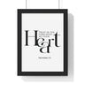 Trust with All Your Heart framed Bible verse wall art inspired by Proverbs 3:5, black frame with black and white scripture typography