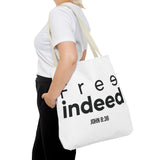 Free Indeed Christian Tote Bag | John 8:36 Bible Verse Gift