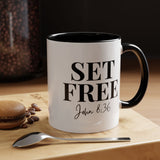 Faith Culture - Set Free John 8:36 Accent Christian Mug, 11oz & 15oz | Inspirational Color Contrast Coffee Cup 11oz Black