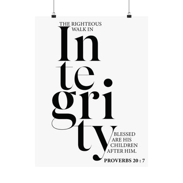 Faith Culture - Walk in Integrity Christian Poster Proverbs 20:7 Scripture Wall Art