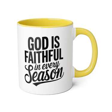 Faith Culture - God Is Faithful in Every Season - Christian Accent Coffee Mug, 11oz