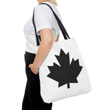Faith Culture – Black Maple Leaf Tote Bag | Modern Minimalist Canadian Carryall 18" × 18'' Black
