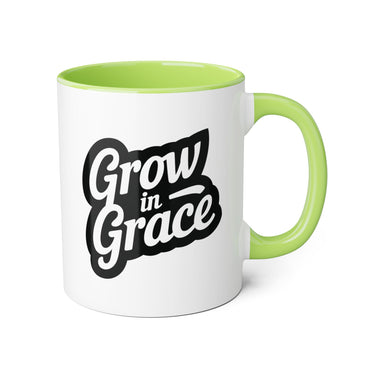 Faith Culture - Grow in Grace - Christian Accent Coffee Mug, 11oz Light Green 11oz
