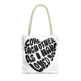 Faith Culture - Serve One Another in Love Christian Tote Bag - Galatians 5:13 Bible Verse 16" × 16'' Beige