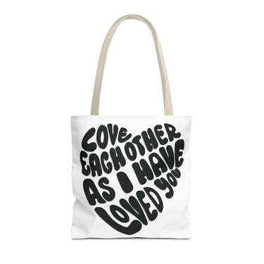 Faith Culture - Serve One Another in Love Christian Tote Bag - Galatians 5:13 Bible Verse 16" × 16'' Beige