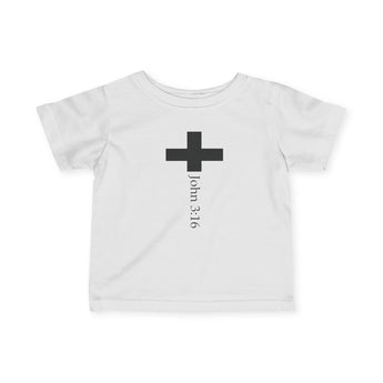 Faith Culture - John 3:16 Cross Kids T Shirt – White | Minimalist Christian Tee for Children  Product Description: