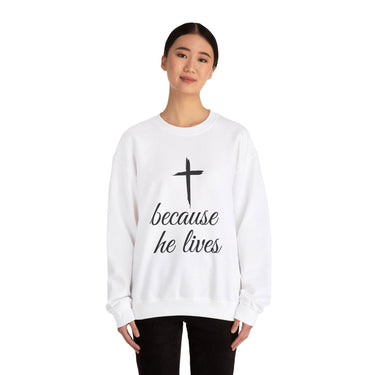 Faith Culture - Because He Lives - Christian Unisex Heavy Blend™ Crewneck Sweatshirt