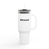 Faith Culture - Blessed Insulated Travel Mug 40oz Christian Thanksgiving Gift Stainless Steel 40oz White