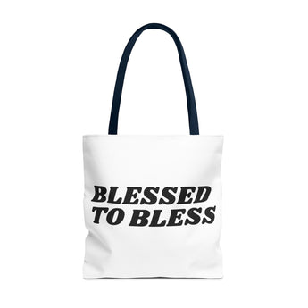 Faith Culture - Blessed to Bless Christian Tote Bag Thanksgiving Gift Inspirational Carryall 18" × 18'' Navy