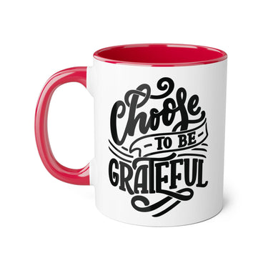 Faith Culture - Choose to Be Grateful - Christian Thanksgiving Accent Mug, 11oz Red 11oz