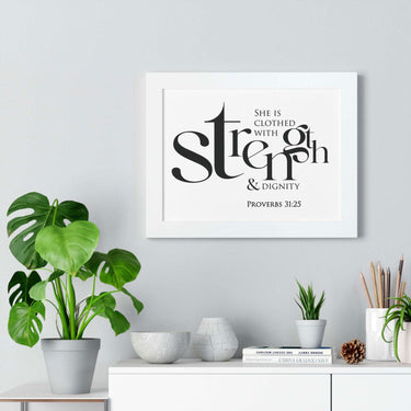 Faith Culture - Christian Home Décor - Clothed with Strength and Dignity - Proverbs 31:25 Wall Art