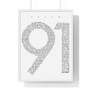 Faith Culture - Christian Home Decor - Psalm 91 Wall Art 18″ x 24″ White