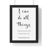 Faith Culture - Christian Home Décor - Strength in Faith - Philippians 4:13 Wall Art 8" x 11" Black