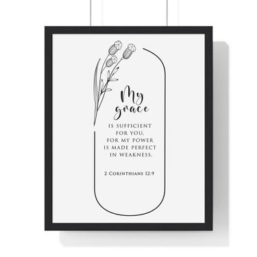 Faith Culture - Christian Home Décor - Strength in Weakness - 2 Corinthians 12:9 - Wall Art 16" x 20" Black