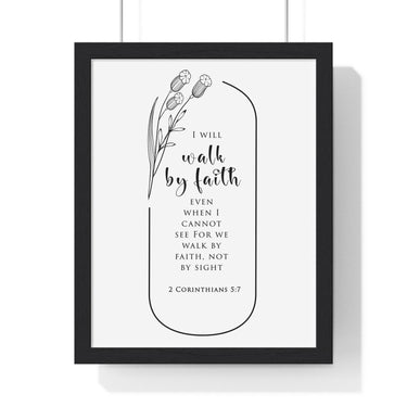 Faith Culture - Christian Home Décor - Walk by Faith - 2 Corinthians 5:7 Wall Art 11″ x 14″ Black