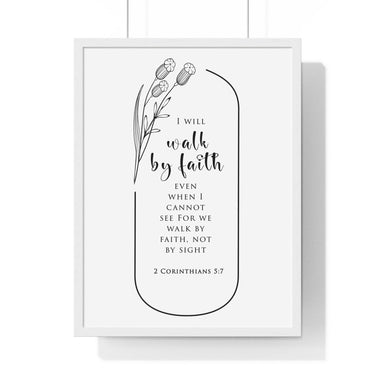 Faith Culture - Christian Home Décor - Walk by Faith - 2 Corinthians 5:7 Wall Art 18″ x 24″ White