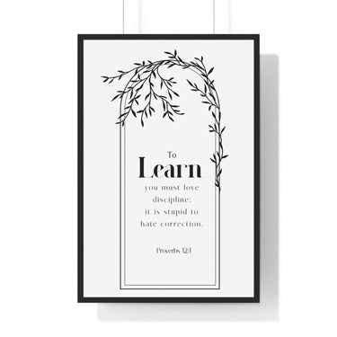 Faith Culture - Christian Home Décor - Wisdom's Path - Proverbs 12:1 Wall Art 24″ x 36″ Black