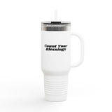 Faith Culture - Count Your Blessings Insulated Travel Mug 40oz Christian Gratitude Gift 40oz White