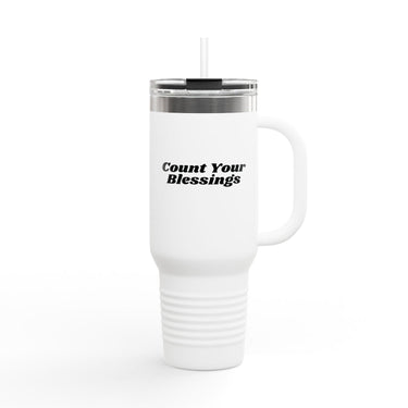 Faith Culture - Count Your Blessings Insulated Travel Mug 40oz Christian Gratitude Gift 40oz White