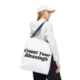 Faith Culture - Count Your Blessings Tote Bag Thanksgiving Gift Christian Inspirational Carryall