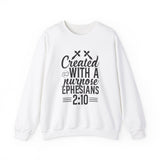 Faith Culture - Created with a Purpose - Ephesian 2:10 - Unisex Heavy Blend™ Crewneck Sweatshirt White