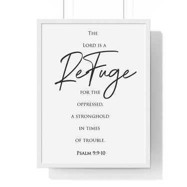 Faith Culture - Divine Sanctuary - Psalm 9:9-10 - Christian Wall Art 18″ x 24″ White