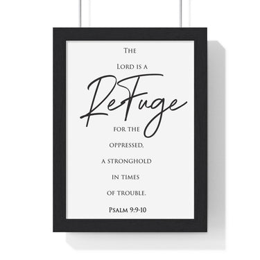 Faith Culture - Divine Sanctuary - Psalm 9:9-10 - Christian Wall Art 8" x 11" Black