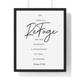 Faith Culture - Divine Sanctuary - Psalm 9:9-10 - Christian Wall Art 16" x 20" Black