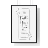 Faith Culture - Faith, Hope and Love - 1 Corinthians 13:13 - Christian Wall Art 24″ x 36″ Black
