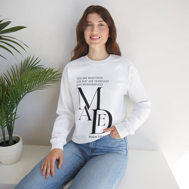 Faith Culture - Fearfully and Wonderfully Made - Unisex Heavy Blend™ Crewneck Christian Sweatshirt White