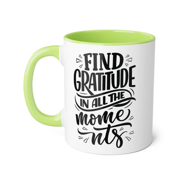 Faith Culture - Find Gratitude in All the Moments - Christian Thanksgiving Accent Mug, 11oz Light Green 11oz