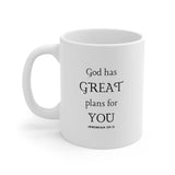Faith Culture - For I know the Plans I have for You Jeremiah 29:11 Christian Ceramic Coffee Mug (11oz5oz0oz)