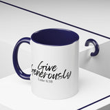 Faith Culture - Give Generously - Luke 6:38 Christian Coffee Mug 11oz Navy