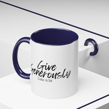Faith Culture - Give Generously - Luke 6:38 Christian Coffee Mug 11oz Navy