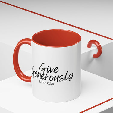 Faith Culture - Give Generously - Luke 6:38 Christian Coffee Mug 11oz Red