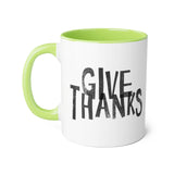 Faith Culture - Give Thanks - Christian Thanksgiving Accent Mug, 11oz Light Green 11oz