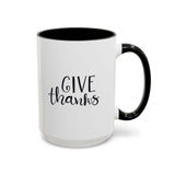 Faith Culture - Give Thanks - Christian Thanksgiving Coffee Mug, 11oz and 15oz 15oz Black