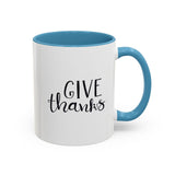 Faith Culture - Give Thanks - Christian Thanksgiving Coffee Mug, 11oz and 15oz 11oz Light Blue