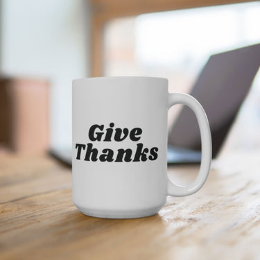 Faith Culture - Give Thanks Ceramic Coffee Mug Christian Thanksgiving Gift