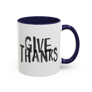 Faith Culture - Give Thanks Christian Thanksgiving Accent Coffee Mug, 11oz and 15oz 11oz Navy