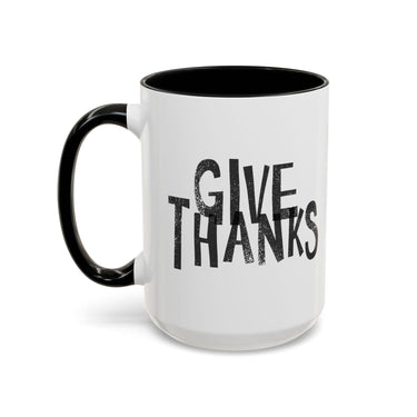 Faith Culture - Give Thanks Christian Thanksgiving Accent Coffee Mug, 11oz and 15oz