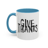 Faith Culture - Give Thanks Christian Thanksgiving Accent Coffee Mug, 11oz and 15oz